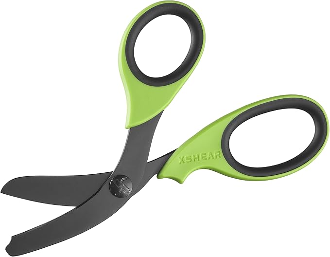 XSHEAR 7.5” Extreme Duty Trauma Shears. Tough and Durable Medical Scissors for the Paramedic, EMT, Nurse or any Emergency Healthcare Provider - Green/Gray