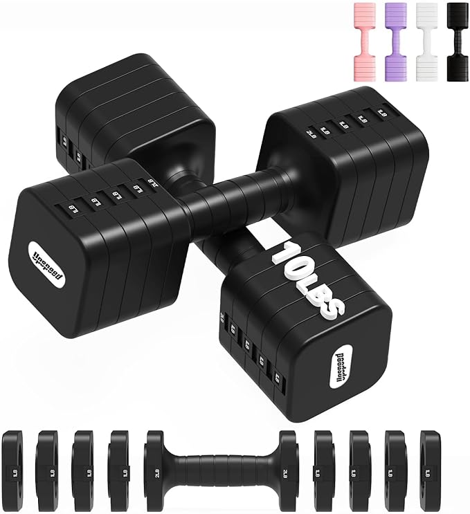 16LBS/20LBS Dumbbells Sets Adjustable Dumbbell Set Hand Weights for Women Men Free Weights Dumbbells Set Exercise Fitness ...