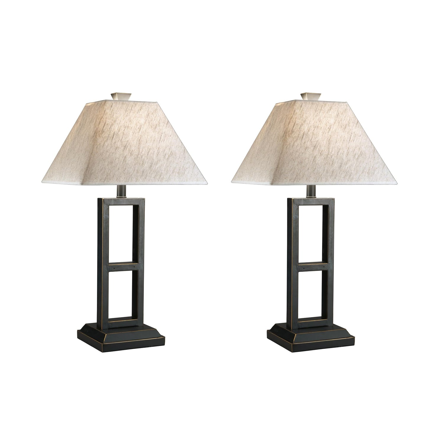 Signature Design By Ashley Deidra Set Of 2 Metal Table Lamps, 27.75, Black Finish, Modern Design, Model L318924