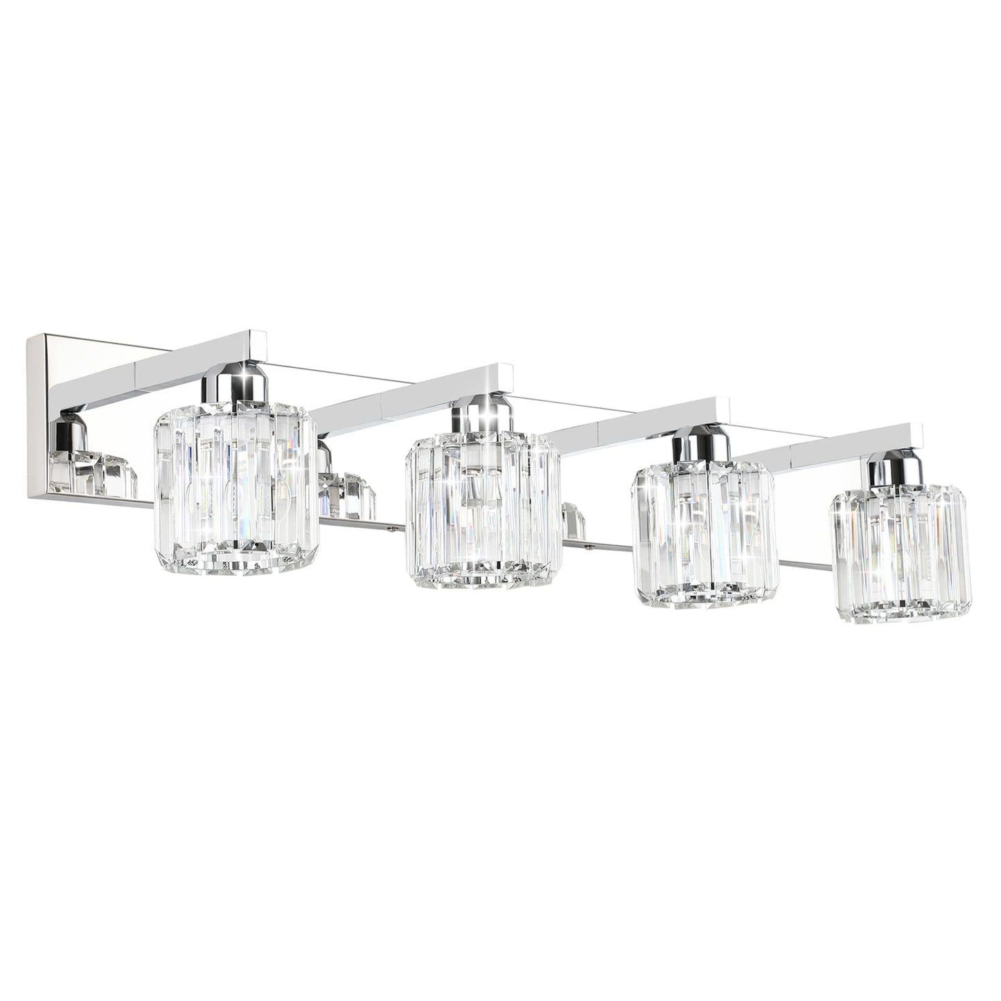 Aipsun Crystal Bathroom Vanity Light, 32 Chrome, Stainless Steel & K9 Crystal, Model 8460, 4 Lights (Bulbs Not Included)