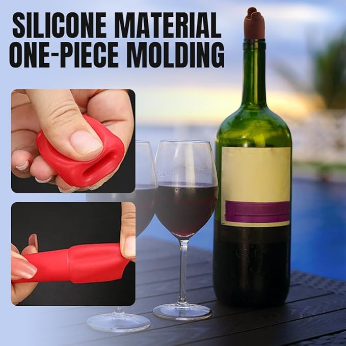 Silicone Wine Stopper for Wine Bottles, 2026 Upgrade Reusable Wine Stoppers for Wine Bottles, Seal Bottle Cover for Beer Champagne, Glass Bottle Sealer Covers Wine Stoppers for Home Use (4)