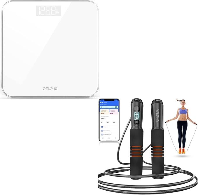 RENPHO Digital Bathroom Scale White, Smart Jump Rope