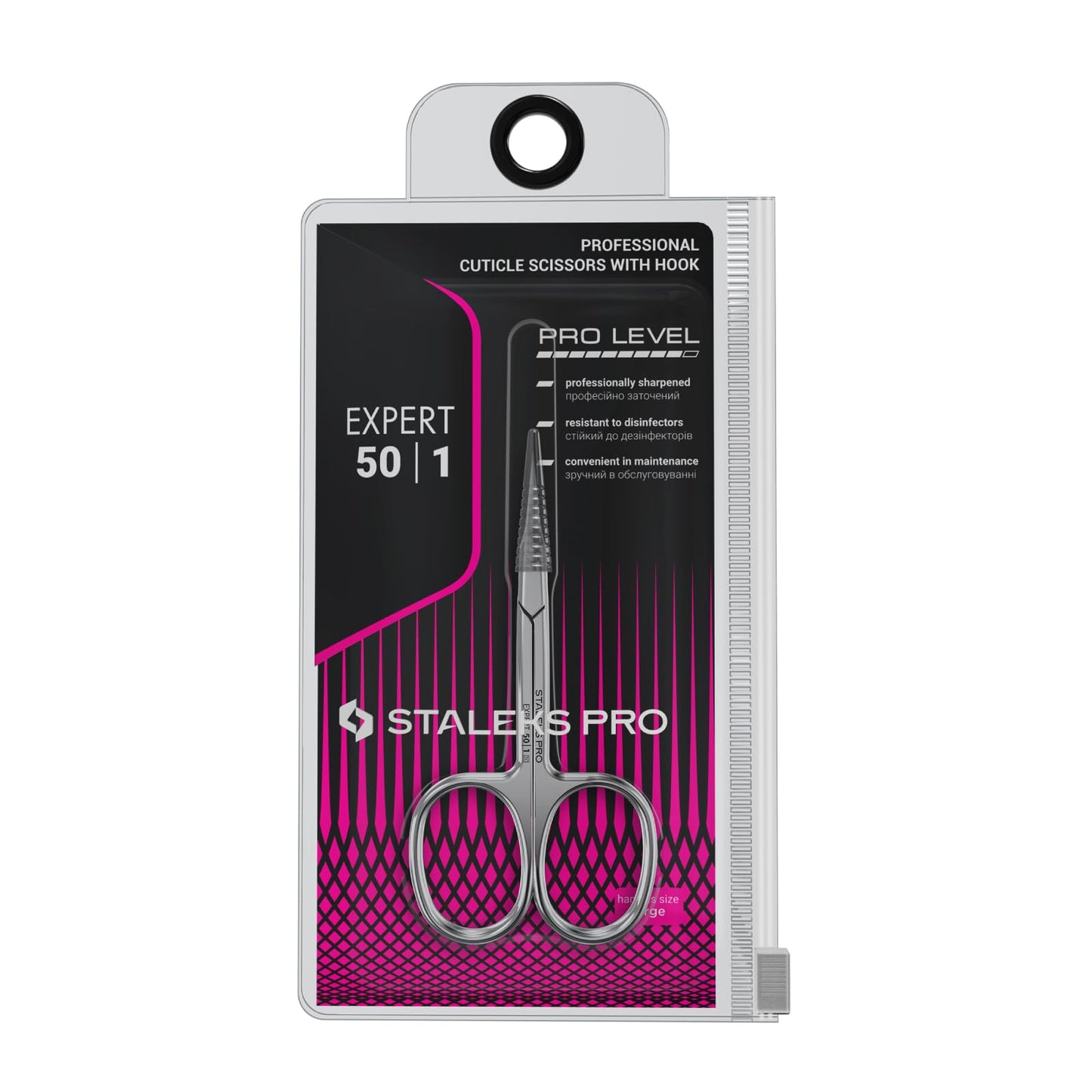 Staleks Pro Professional Cuticle Scissors Expert 50 Type 1 - Sharp Manicure Scissors - Thin Blades - High-Alloy Stainless Steel