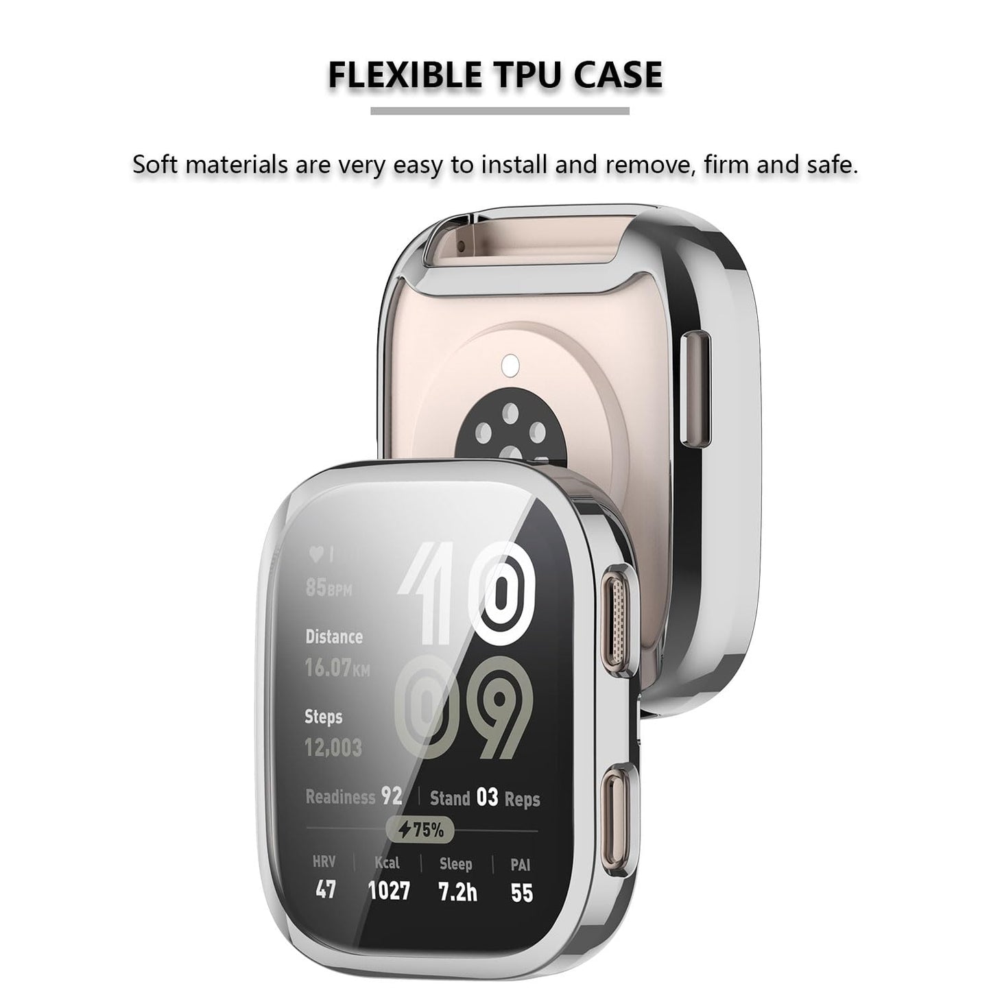Msvueioe [3-Pack] Screen Protector & Case Compatible With Amazfit Bip 6, Soft Tpu Plated Case All-Around Protective Screen Full