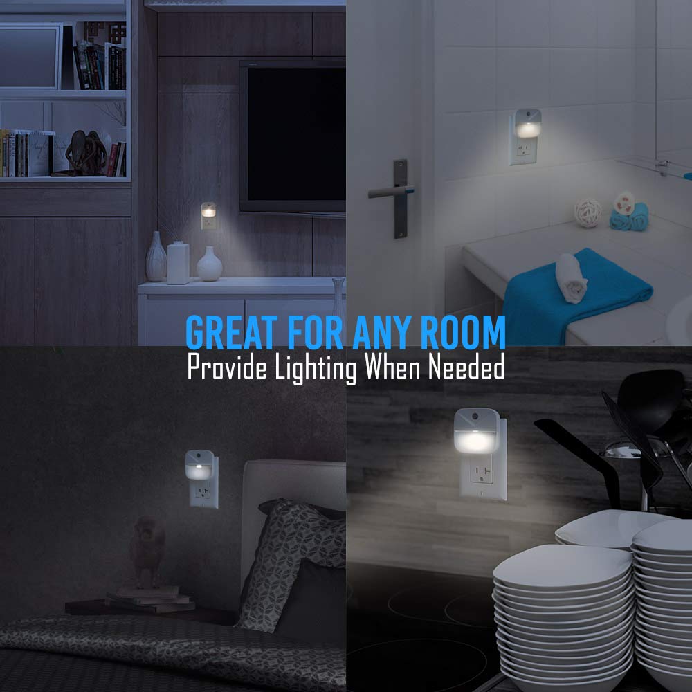 AULTRA LED Night Light 6-Pack - Round, Dusk to Dawn Sensor, Automated On & Off for Kitchen, Bathroom, Bedroom