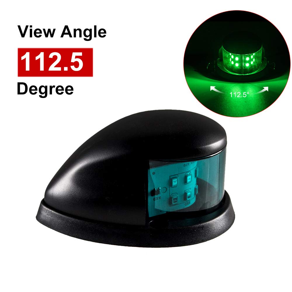 Sebnux LED Boat Navigation Light - Red and Green Marine Bow Light for Pontoon and Small Boats, Model ACK001, Black Color
