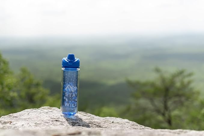 COOL GEAR Essence Chugger Water Bottle with Wide Mouth & Flip Up Design | Double-Wall Insulation and Carry Loop For Easy On-The-Go Use (2-Pack, 20 oz, Stay Wild/Fierce)