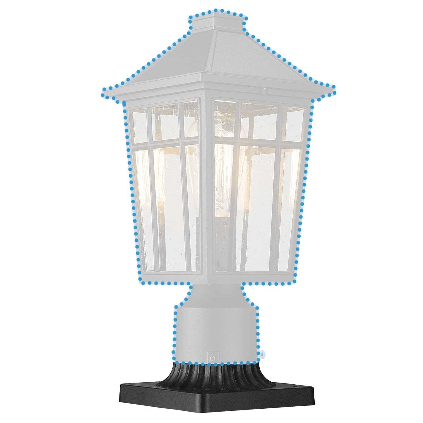 Darkaway Post Light Adapter, 3 Pier Mount Base, Matte Black, Aluminum, 5.5 W X 5.5 D X 2.75 H, 1