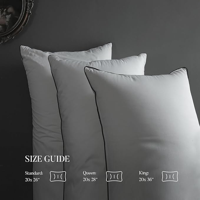 MAXICOZY Luxury Hungarian Goose Down Pillows King Size 1 Pack, Medium Firm Bed Pillows for Sleeping, Hotel Pillows, 750 Fill Power, 460 TC Cotton Blend Shell, 20"x36"