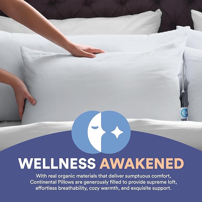 Continental Bedding P550medS2 Sleeping Bed Pillow, Standard (Pack of 2), White 2 Count