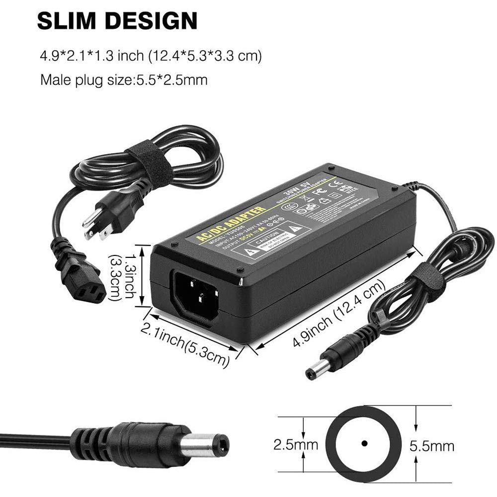 BTF-LIGHTING Power Adapter Converter 5V 8A 40W DC 5.5x2.5mm for LED Strip WS2812B WS2811 WS2813 SK