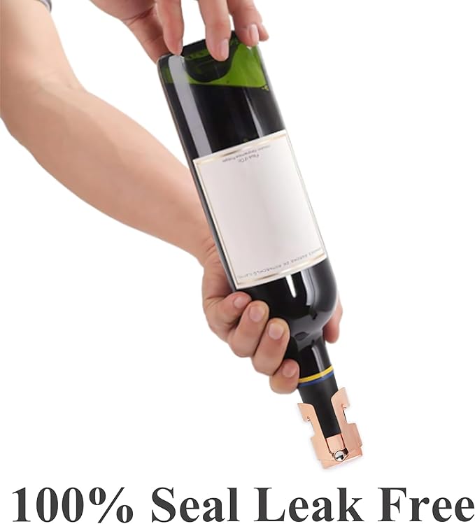 LIZIMANDU Champagne Stopper, Stainless Steel Bottle Plug Sealer for Sparkling Wine, Superior Leak,keeps Wine, Champagne, Prosecco, Cava, and Sparkling Wine fresh longer(1-Rose Gold)