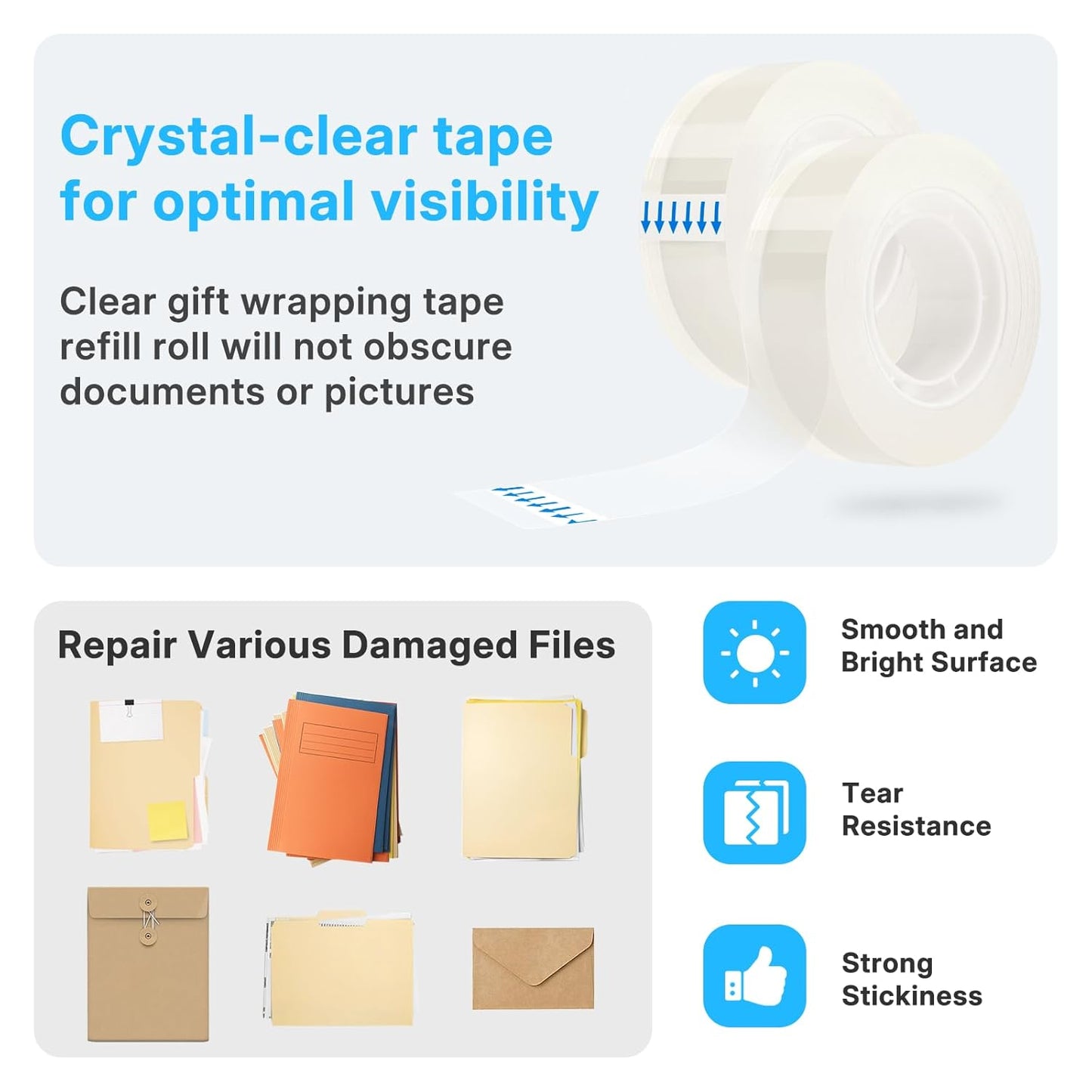OWLKELA 48 Rolls Transparent Tape Refills, Clear Tape, All-Purpose Transparent Glossy Tape for Office, Home, School
