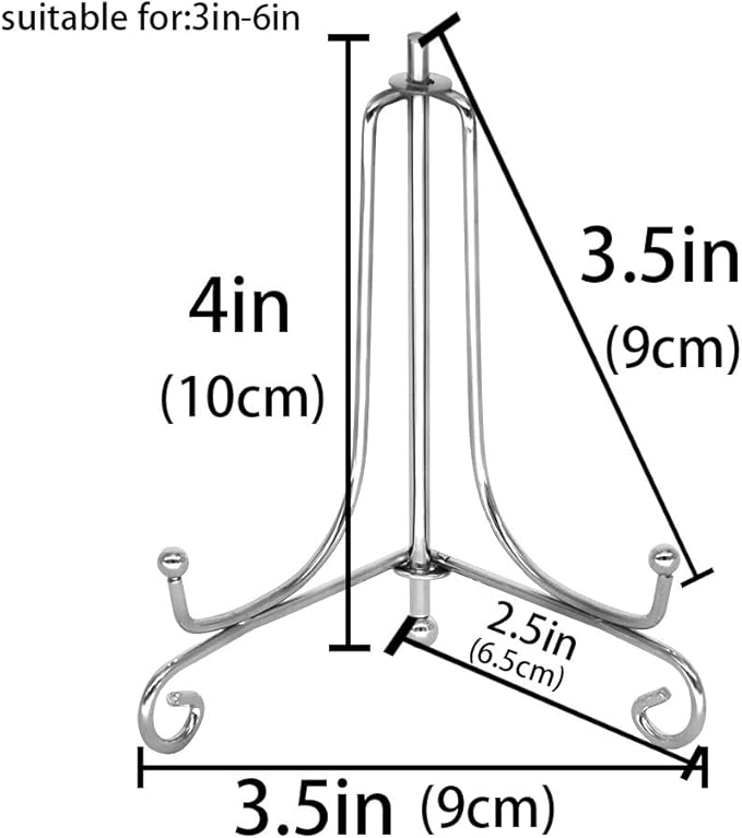 LIONWEI LIONWELI 4 Inch Silver Iron Plate Stand Holder Easel Display Stand for Plate?Picture?Photo and More,4 pcs.