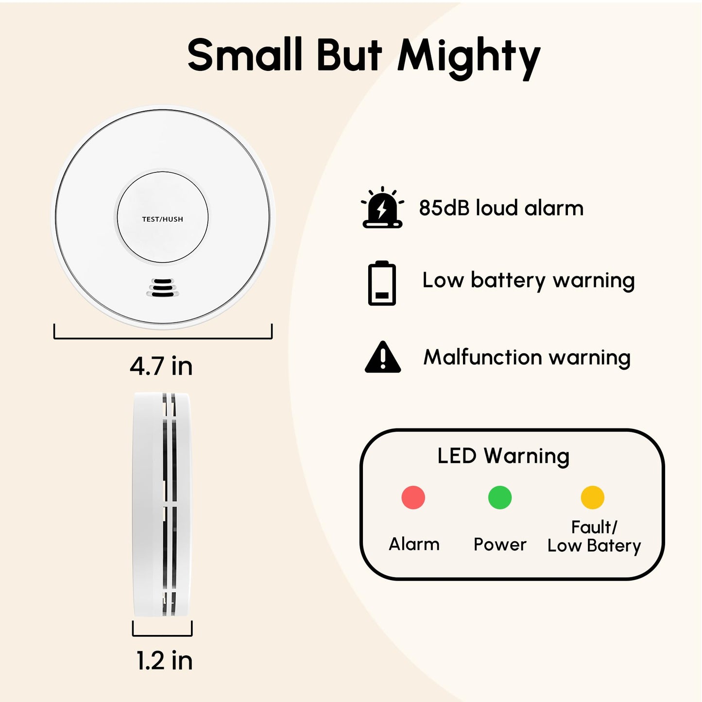KARUOTOP Smoke and Carbon Monoxide Detector Alarm 2 Pack, 10-Year Battery Fire Alarm CO Detector with Large Test/Silence Button, Easy Adhesive or Screw Mount