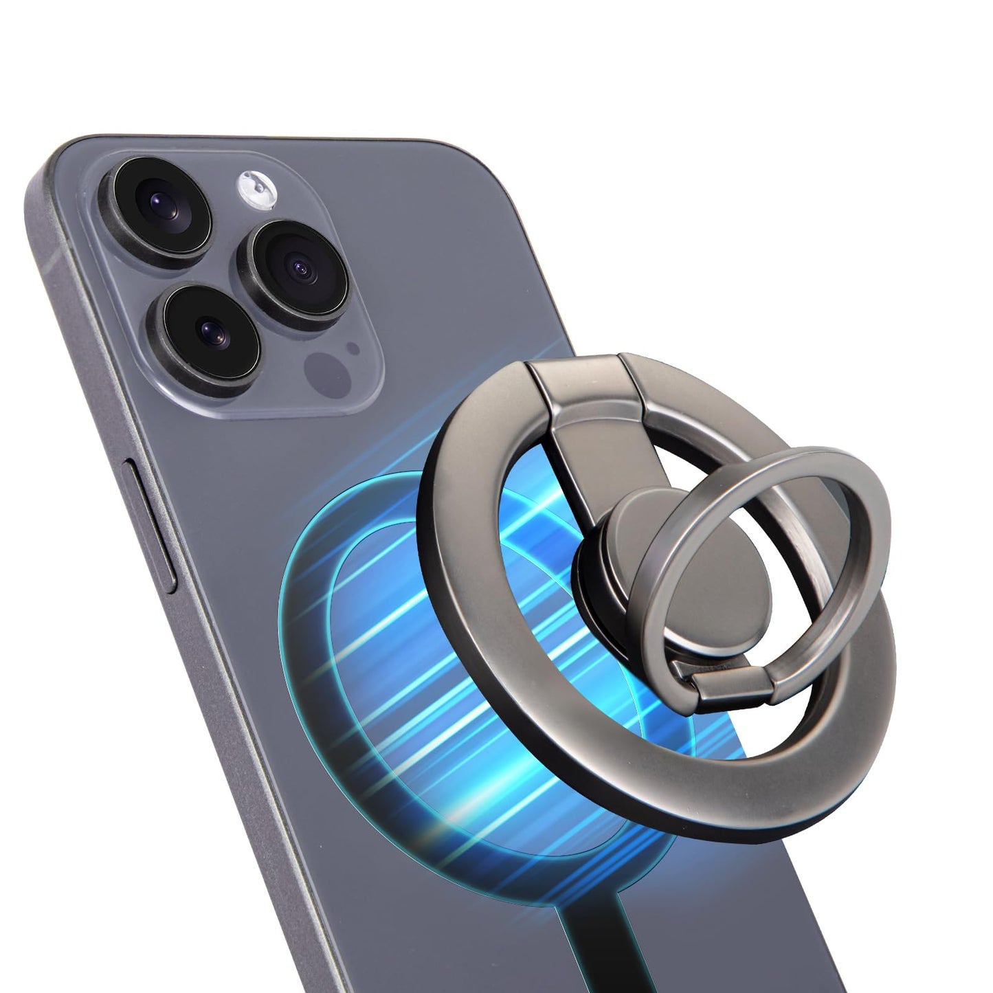 Cisid Magnetic Phone Ring Holder, Long Grip As Hook, Cell Phone Grip For Hand Finger Holder Kickstand Phone Stand For Desk Compa