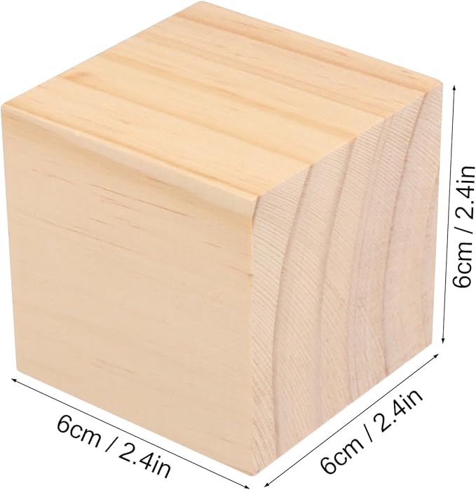 20 Packs Wooden Blocks for Crafts, 2.36 Inch Pine Wood Cubes, 6 x 6 x 6 cm Wooden Cubes for Paint, Stamp, Decorate, DIY Projects and Personalized Gifts,by GNIEMCKIN.