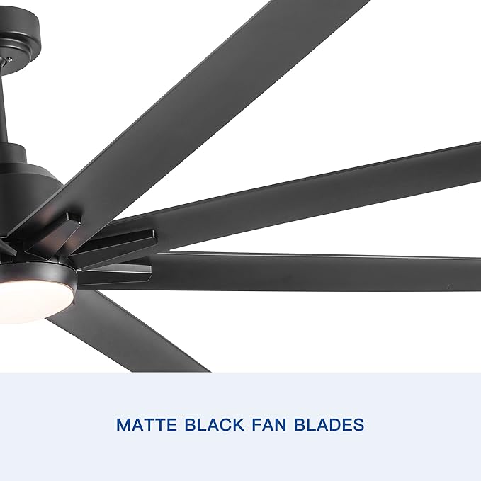 NicBex Ceiling Fan 72 Inch Ceiling Fan with Lights Ceiling Fans with Remote Control and 8 Blades Ceiling Fan with 6 Gear Wind Speed for Bedroom, Living Room, Pure Black