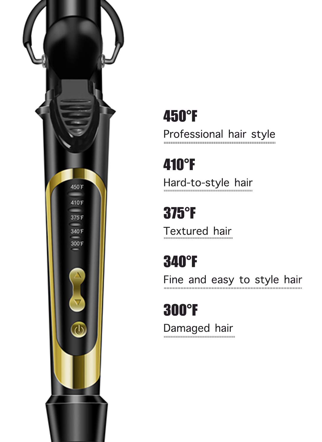Lanvier 1 Inch Extra Long Hair Curling Iron with Ceramic Tourmaline Barrel, Professional Hair Curler up to 450F with Dual Voltag