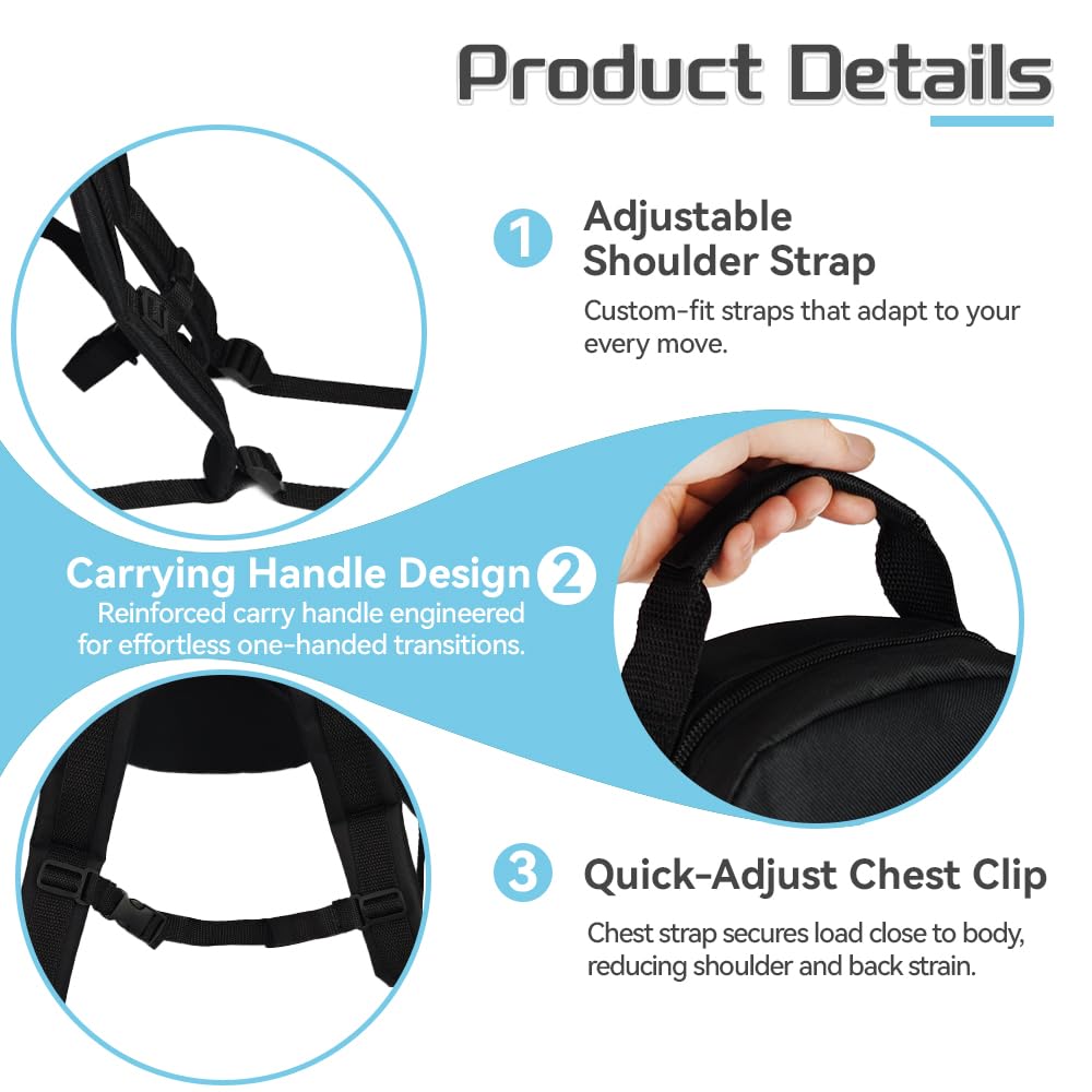 Portable Oxygen Tank Backpack for A, B(M6), C(M9), M2, Ml6, M7 Size Oxygen Cylinders, Durable Oxford Material with Chest Strap & Four Outlet Holes, Wheelchair Bag for Travel, Storage & Carry