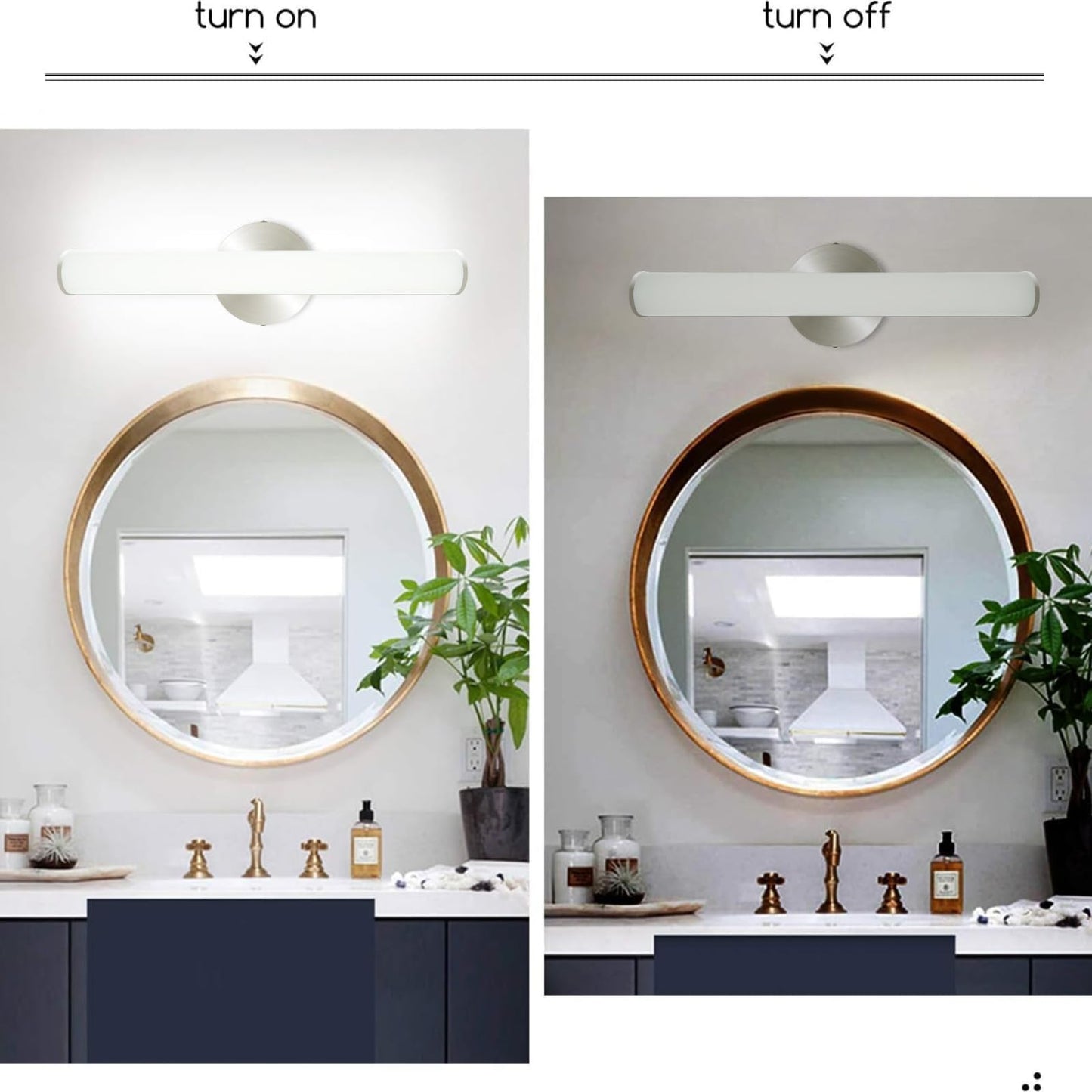 OOWOLF LED Vanity Light 12W Acrylic Bathroom Lamp 1200LM 17.3in 4000K Natural White