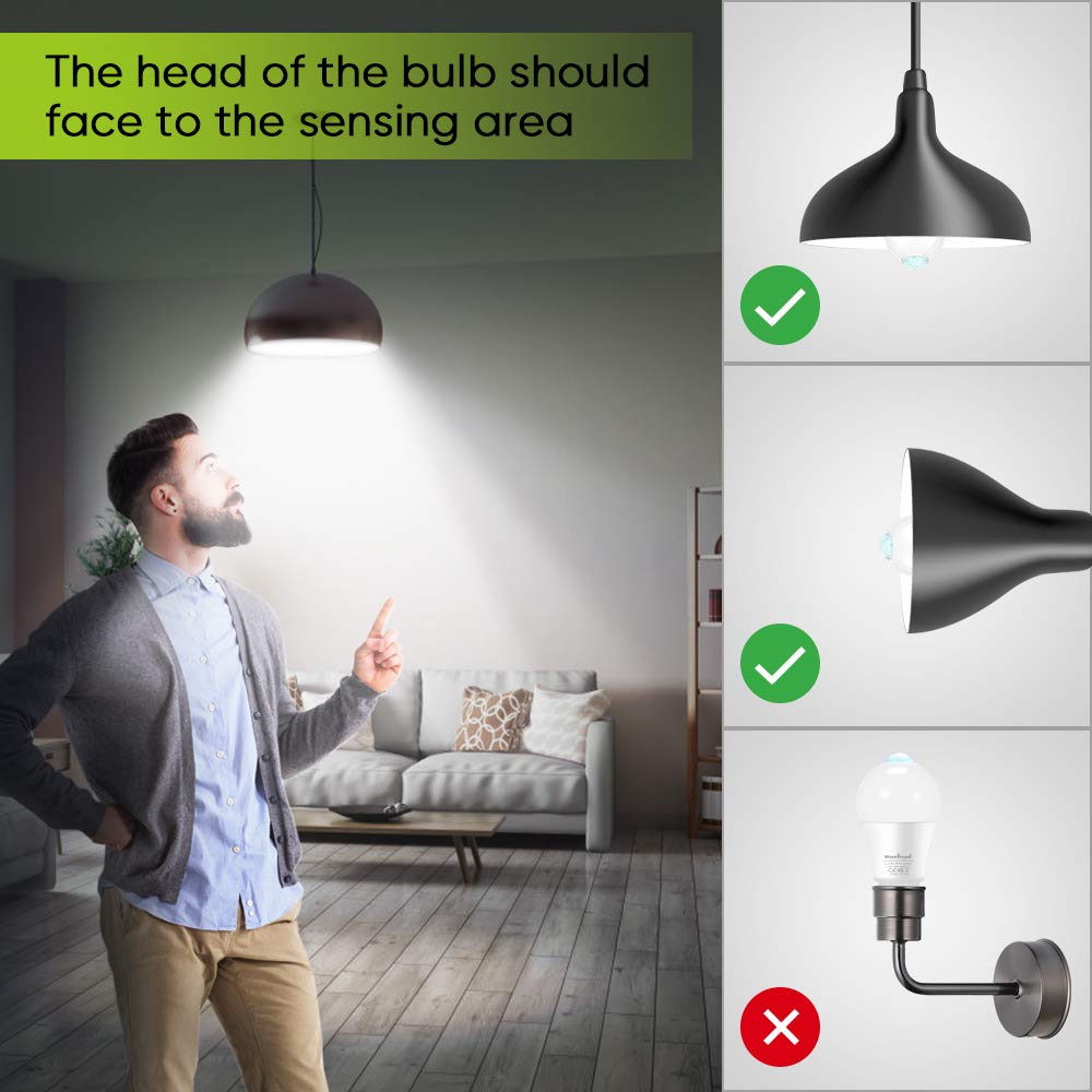 Boxlood Motion Sensor LED Light Bulb, 12W, 1000LM, A19, E26, Warm White, 2 Pack, Model QP6012SA