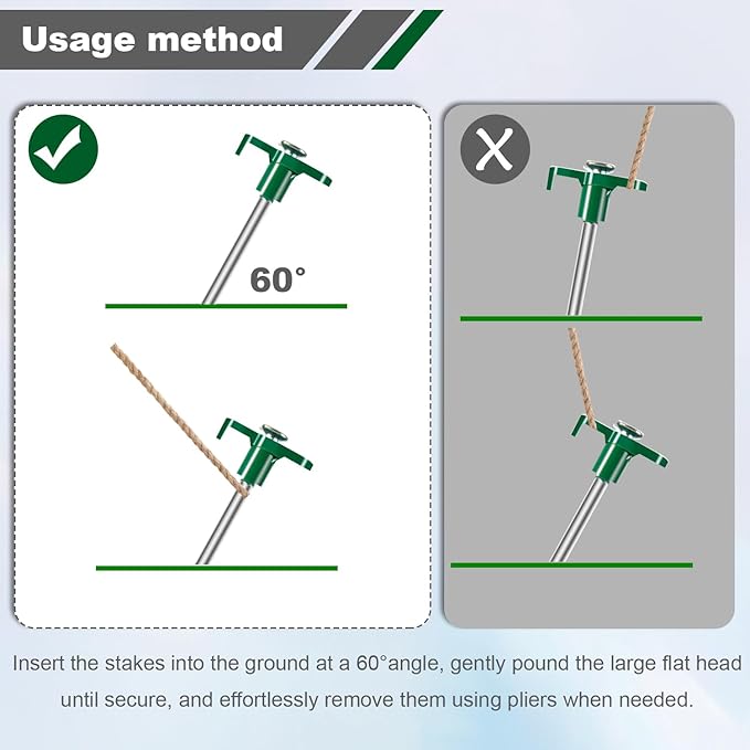 10PCS Tent Stakes Heavy Duty Camping Tent Stakes 7Inch Non-Rust Metal Tent Pegs with 10pcs Rubber Protective Sleeve (Green)