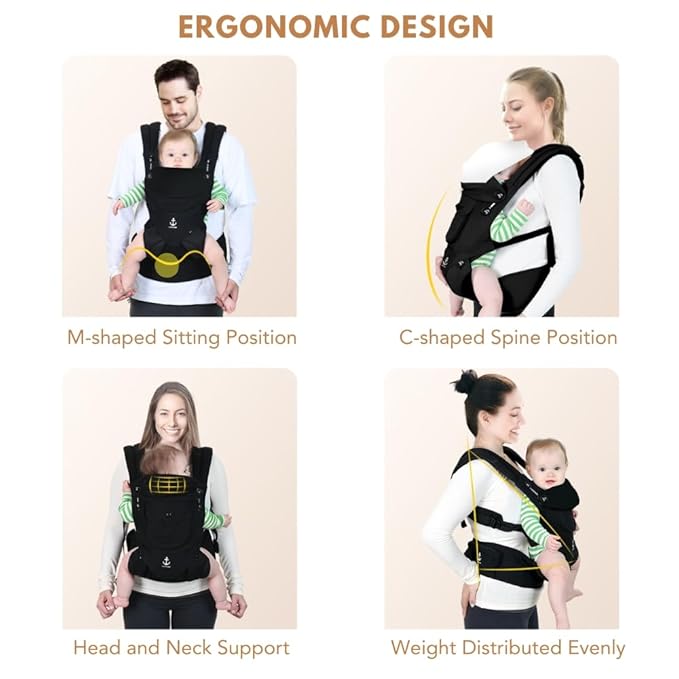 All-Season Ergonomic Baby Carrier, Breathable Baby Carrier Newborn to Toddler (8-33lbs), Toddler Carrier, Infant Carrier with Temperature Control Panel Design (Misty Grey)