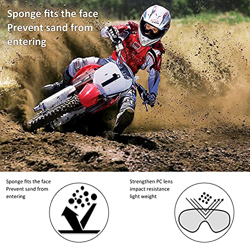 LMAVAG Motorcycle Goggles for Men Women Motocross Dirt Bike ATV Riding Windproof Glasses Wide Vision Powersports MX MTB Of...