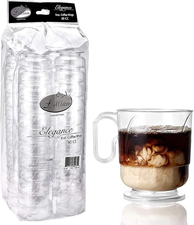 Lillian Signature Collection 40 Count Elegance Coffee Mug, 8-Ounce, Clear