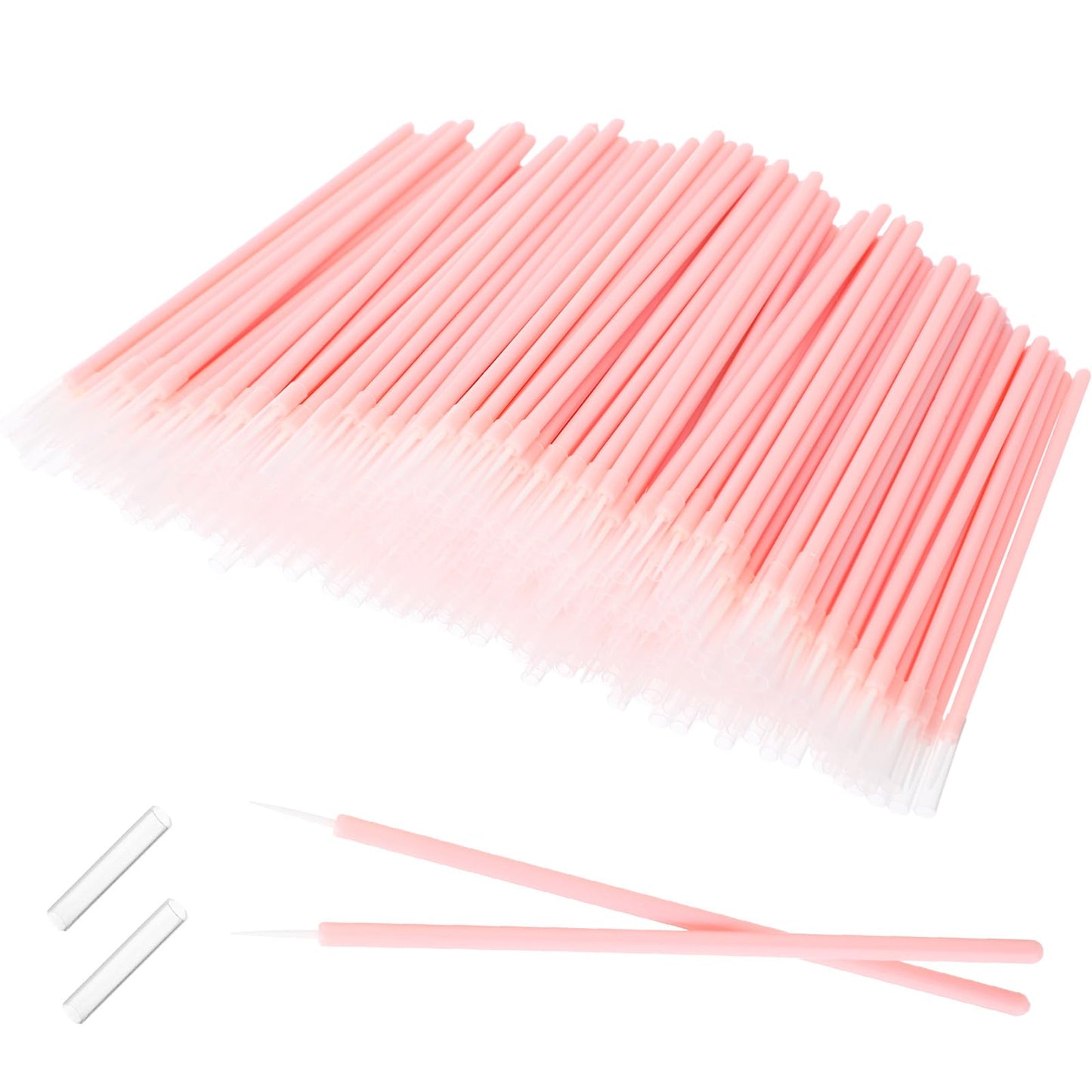 Honeydak 300 Pcs Disposable Eyeshadow Brushes Eyeliner Applicator Tool Pink Eyeshadow Applicators Lip Applicators Eye Lash Wands