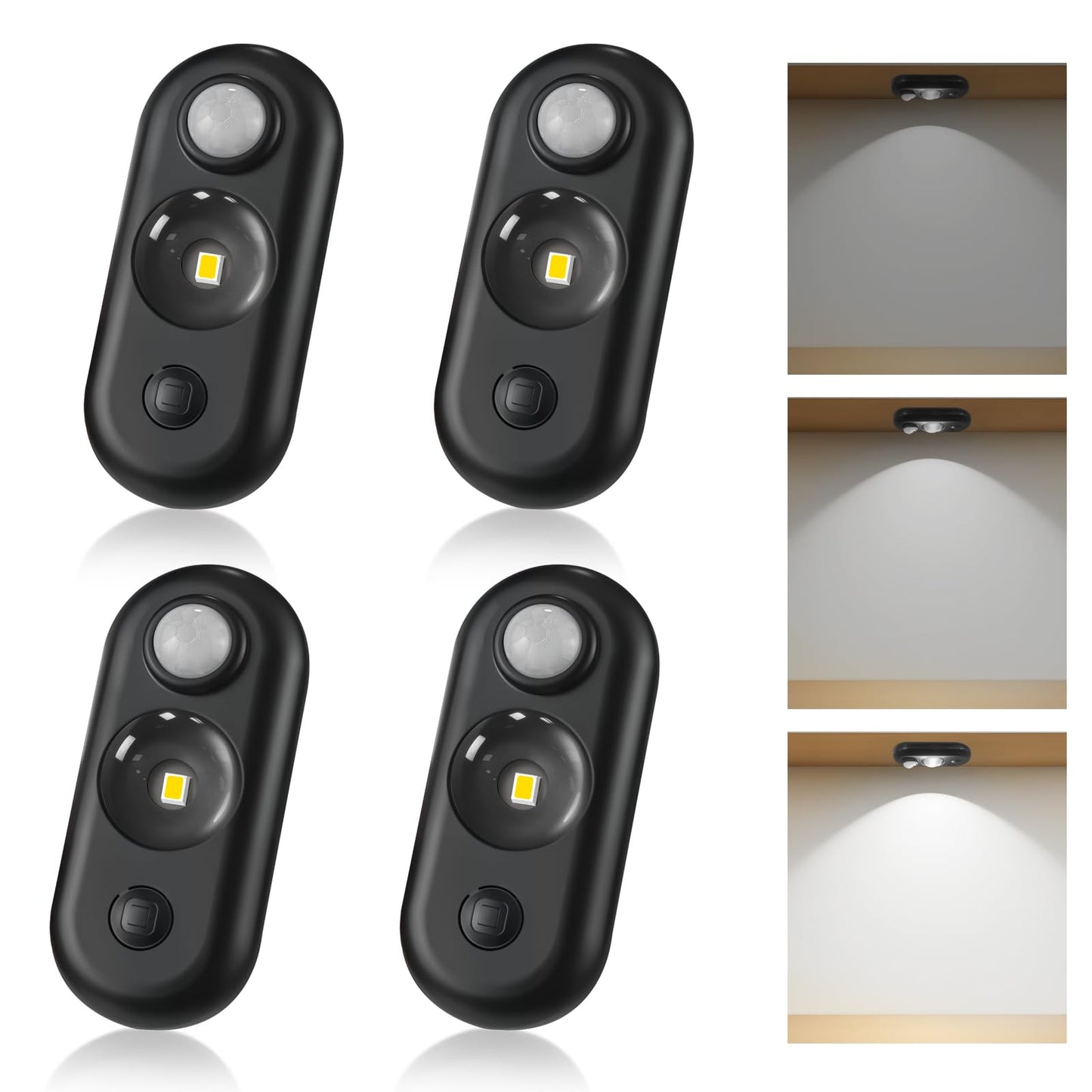 Glaresbot Led Motion Sensor Puck Lights  Small Rechargeable Under Cabinet Light  Dimmable Daylight White Closet Lights  Wireless Under Cabinet Lighting For Drawer  Kitchen (4 Pack)