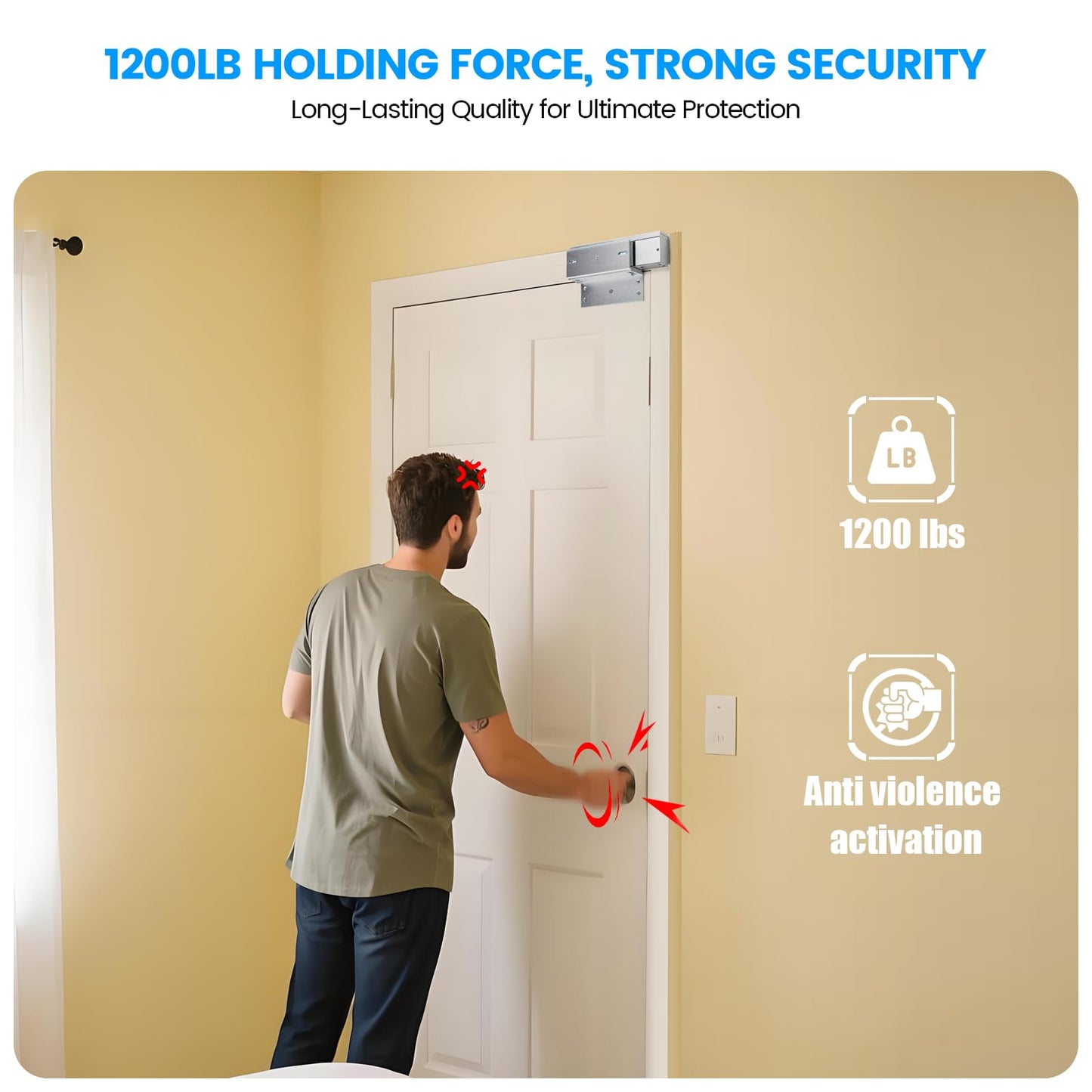 Zuomeng WiFi Smart Magnetic Lock for Door Kit, 1200lbs Holding Force Magnetic Door Lock System with App/Remote Control, 3 Modes, Sound Alerts, Easy Install for Home & Office