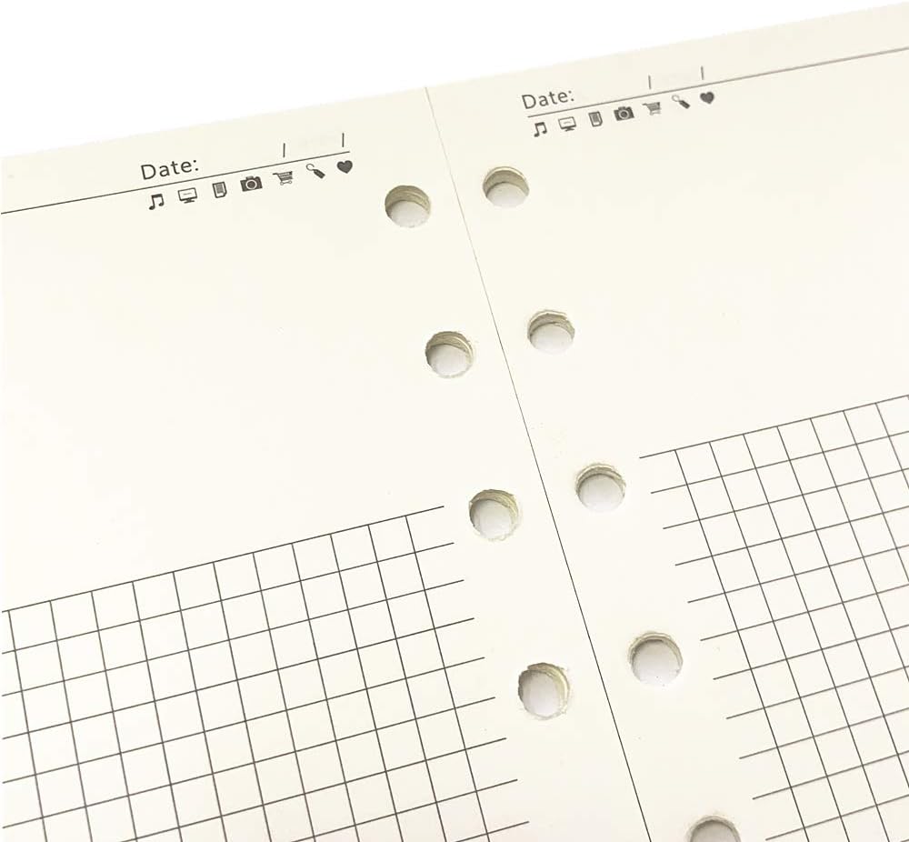 A7 Planner Refill, A7 Agenda Refill Diary Note Daily Plan Paper for Filofax,6 Hole/100gsm Paper Removable Planner Inserts 6 Rings, 4.84 x 3.23'', Harphia