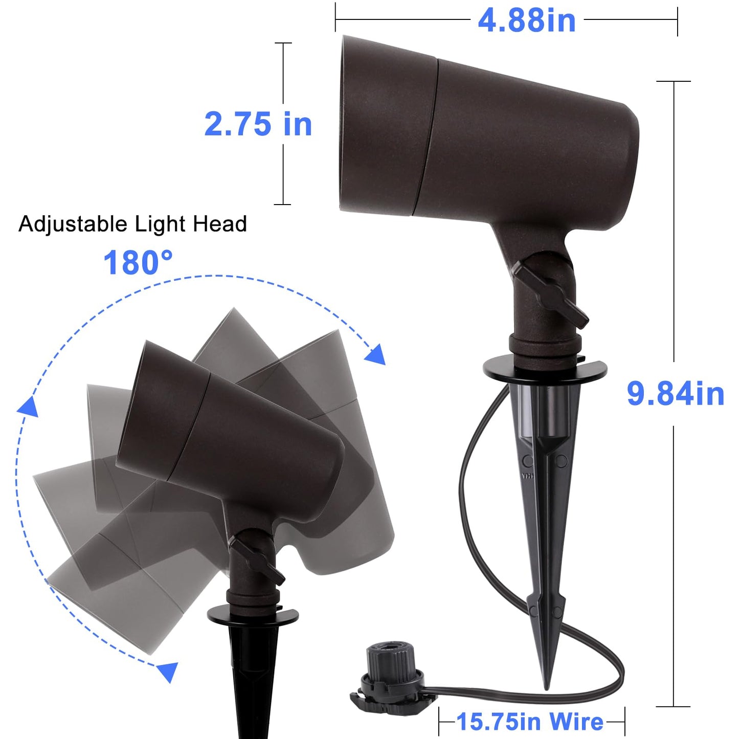 E ENERGETIC LIGHTING 3CCT LED Landscape Lights, 12V, 3000K/4000K/5000K, 3W, Waterproof, Aluminum,