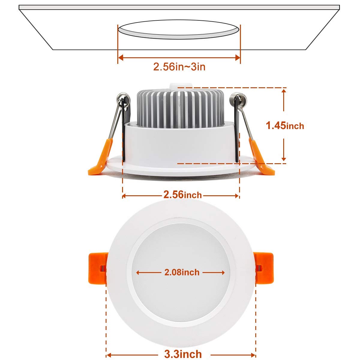 YGS-Tech 3.5 Inch LED Recessed Lighting, Dimmable 7W, 5000K Daylight White, Plastic, 4 Pack