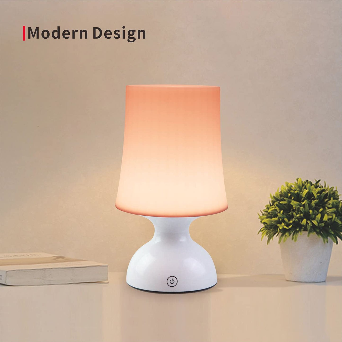 RiverLux LED Lamp, Battery Powered, Pink Table Decor, Model RL-NV002-WP, Peach Pink and White