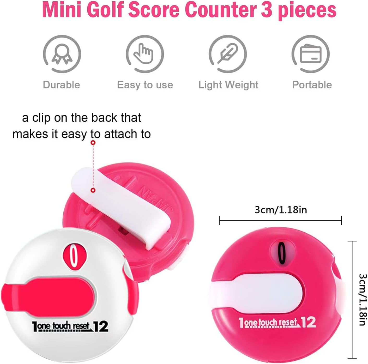 Golf Score Counter Compact Golf Score Tracker Set of 4 Multi-Colored Mini Stroke Counters for Easy Scoring on The Green