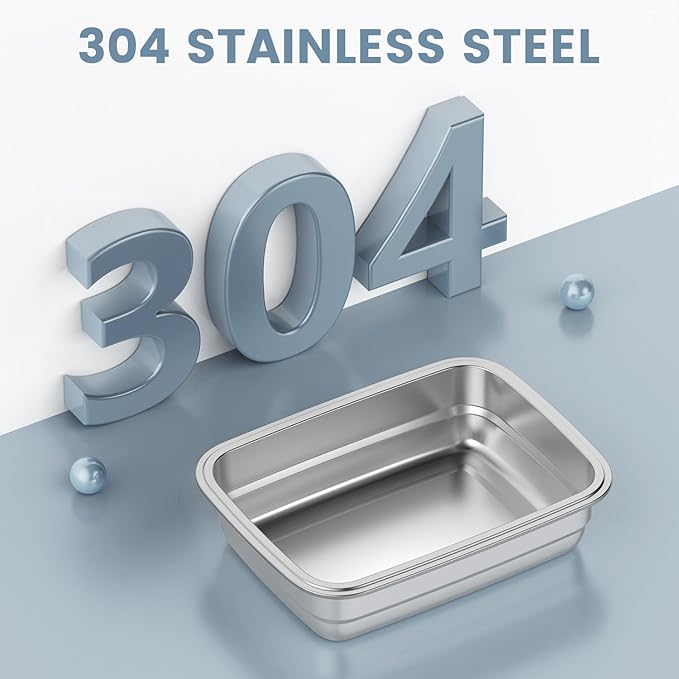 Stainless Steel Food Containers - 1.0L 304 Stainless Steel Containers with Lids for Electric Lunch Box, Removable T-Shaped Partition, Dishwasher Safe