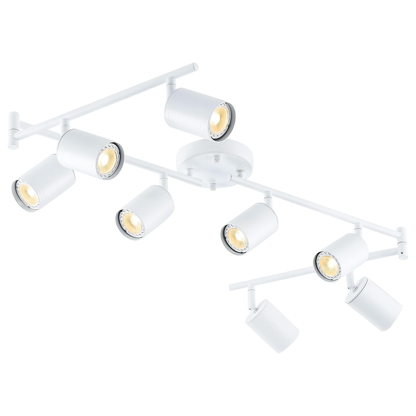 Vonluce 8 Light Track Light Fixture  Led Track Lighting Kit With Rotatable Heads  3-Color Gu10 Bulbs Included  Modern Ceiling Spotlight For Kitchen Office Closet Studio Bedroom  White