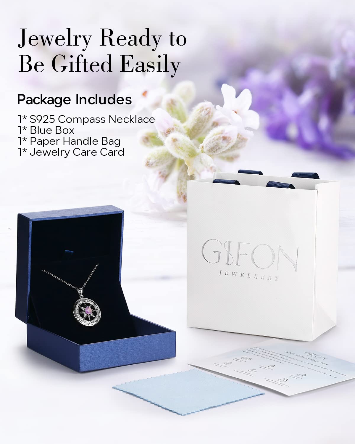S925 Sterling Silver Necklace for Wife, Women Anniversary Year Gifts Compass Jewelry, Birthday Gift Ideas for Her Girlfriend, We