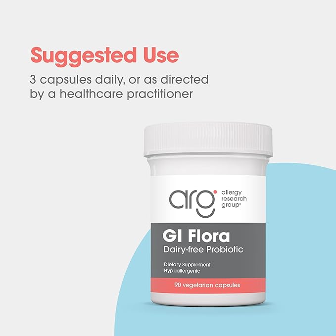 Allergy Research Group GI Flora Supplement - Probiotic for Digestive Health, Gut Health for Men & Women, Lactobacillus and Bifidobacterium - 90 Count