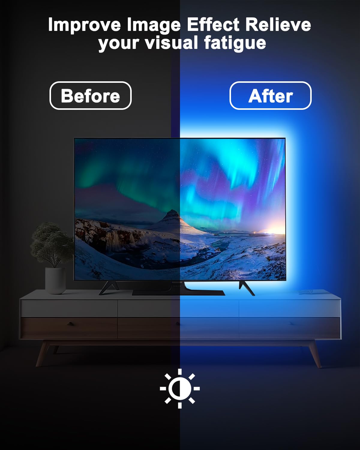 Daymeet Led Tv Backlight, 13.1Ft Usb Rgb Light Strip With Remote, Music Sync For 40-65 Inch Tvs, Solid Colors, Copper Material