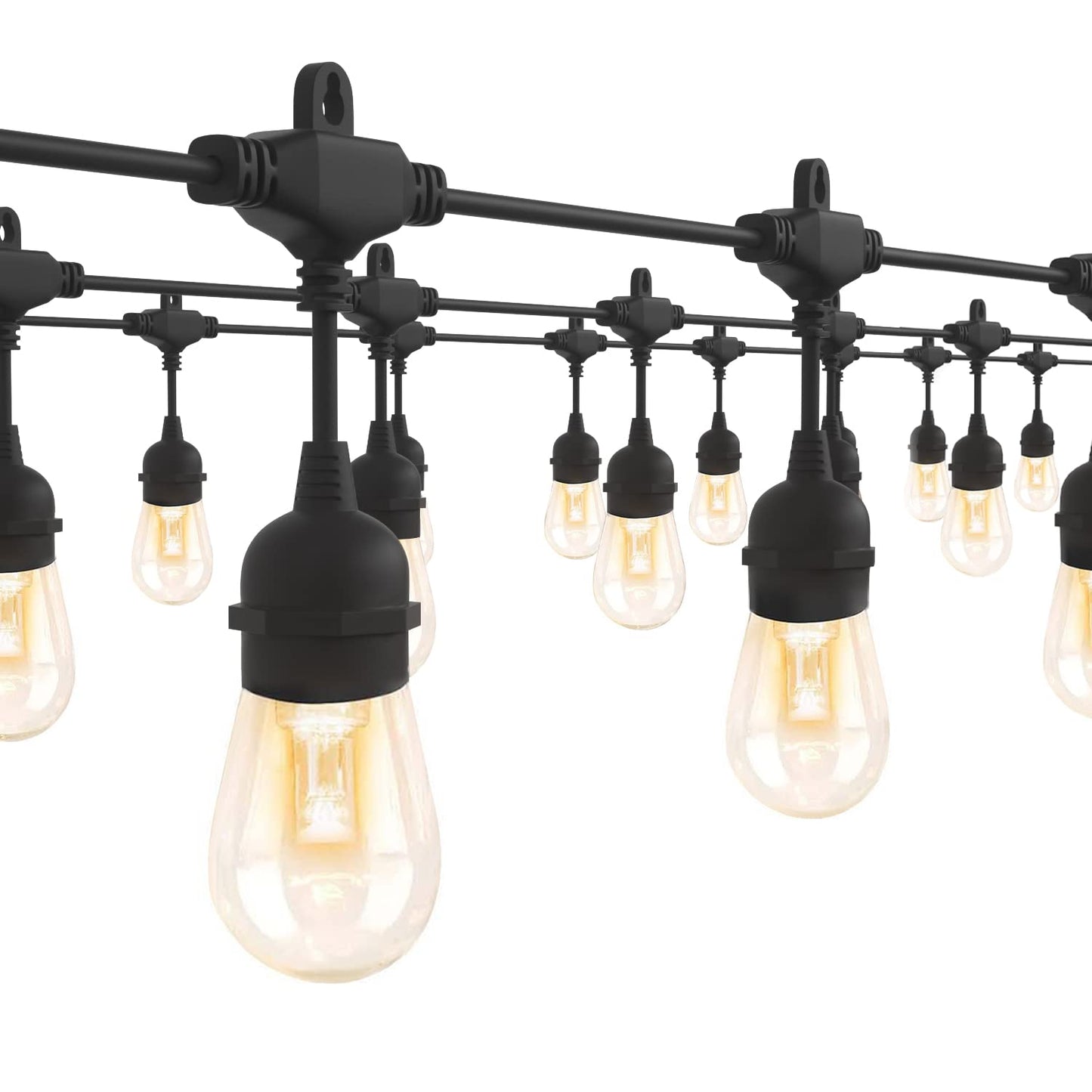 Gana Outdoor String Lights 48Ft, 12V Waterproof Led, 15 E26 Sockets, Shatterproof S14 Bulbs, Ideal For Patio And Garden