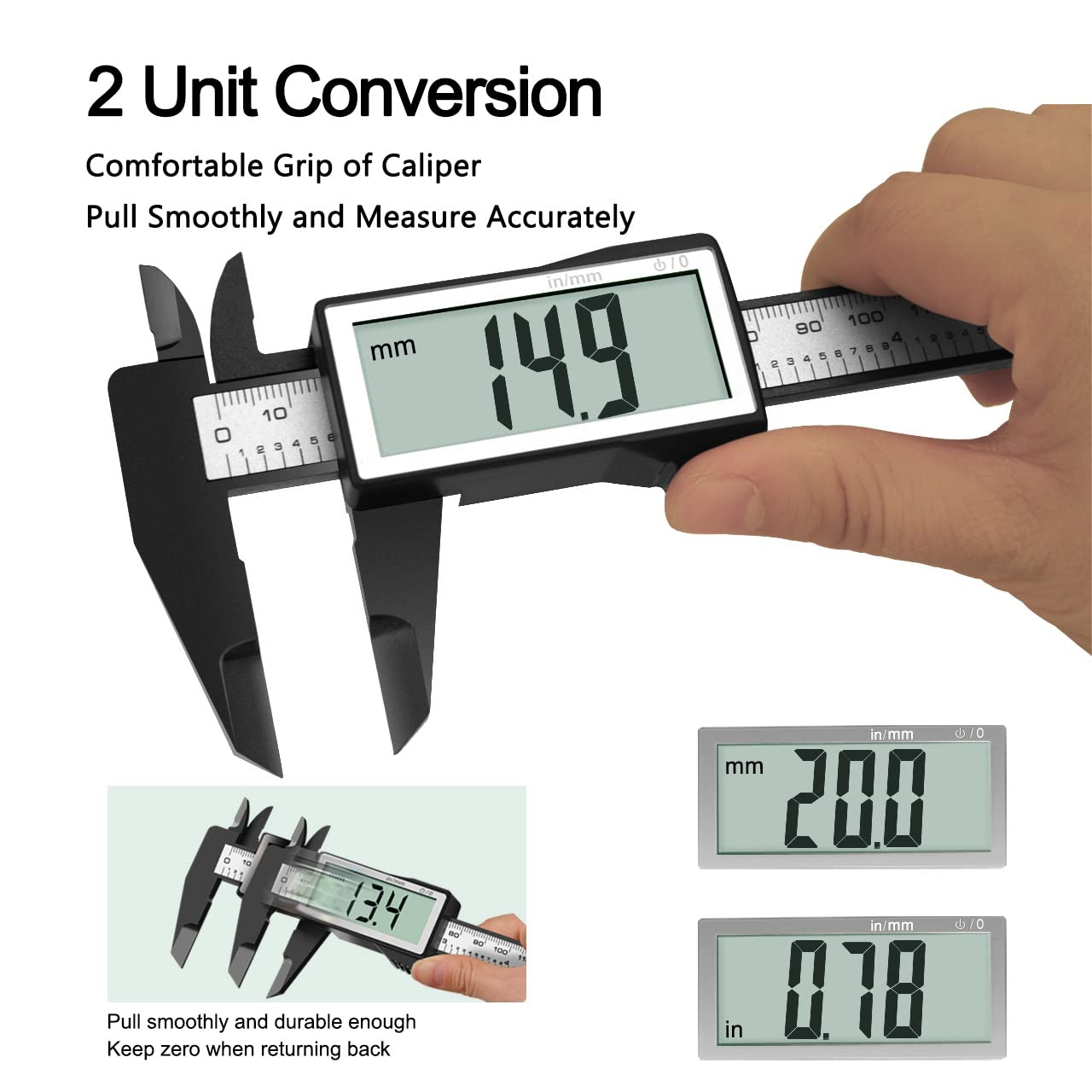 Kynup Caliper Measuring Tool, Digital Caliper Outside Micrometer with Large Screen, Caliper Tool for Mechanics, Jewelers, Woodworkers, Inch and Millimeter Conversion (6Inch)