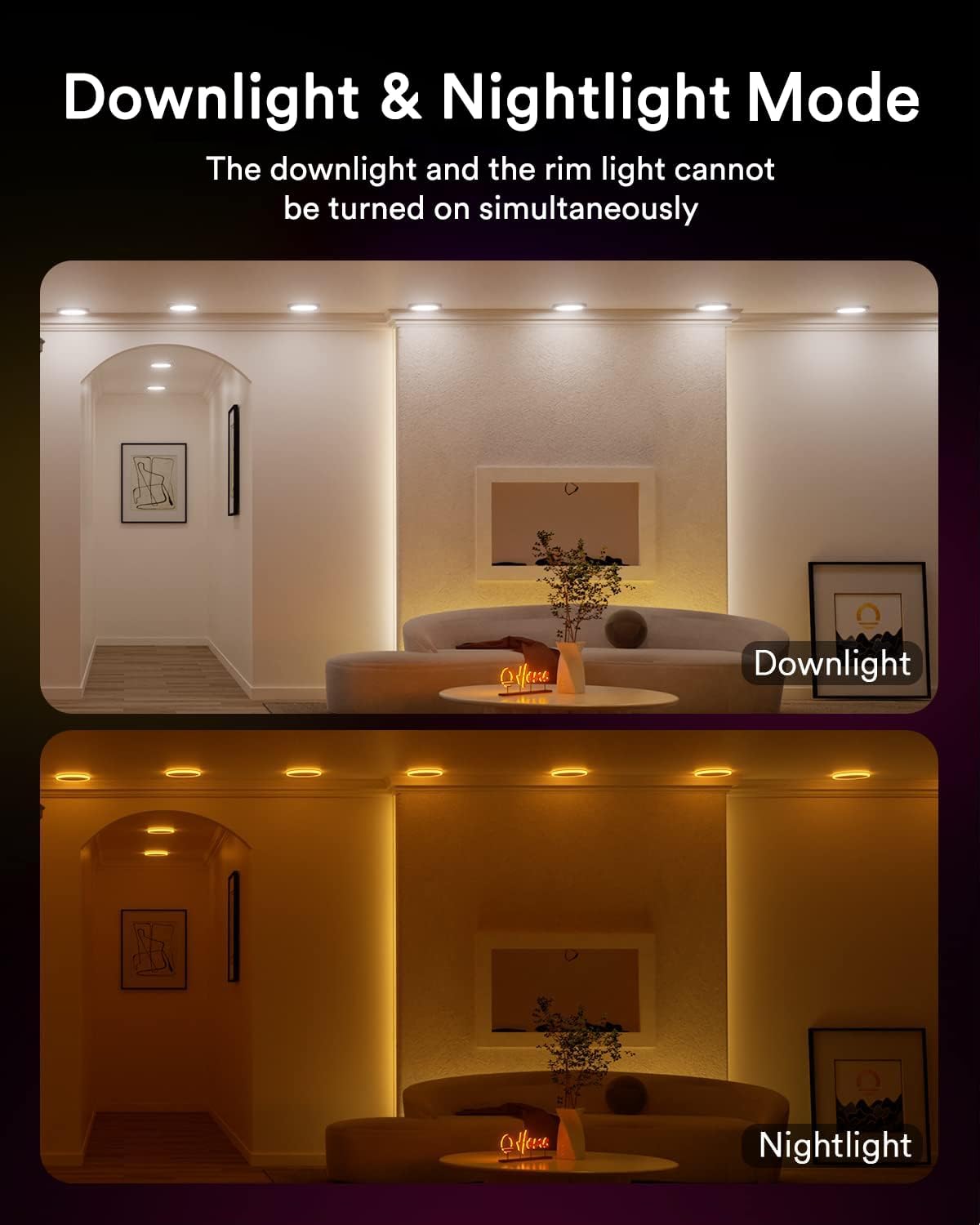 Lumary Rgbai Smart Recessed Lighting 6 Inch With Gradient Accent And Night Ring  12W 1000Lm Wi-Fi Led Recessed Lights  Led Downlight Compatible With Alexa/Google Assistant/Siri  4Pcs