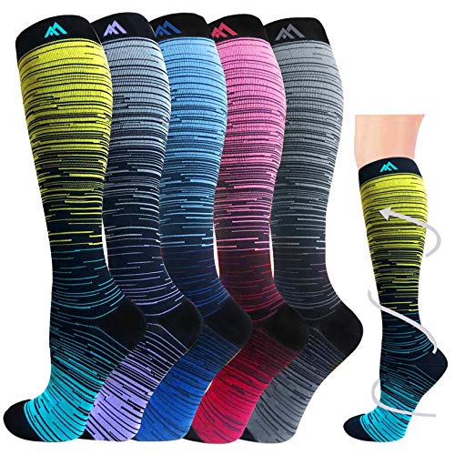 Graduated Compression Socks for Women&Men 20-30mmhg Knee High Socks Travel Hiking Running Stocking
