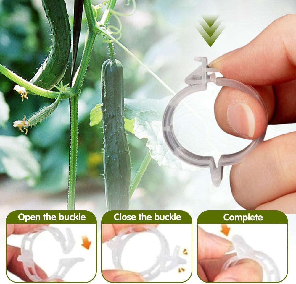 Plant Fixing Clip, Tomato Clips for String Trellis, Plant Wall Clips for Climbing Plants, Plant Wall Clips for Climbing Plants, Fixing Stem and Vine, Plastic Trellis Clips (White-150pcs)