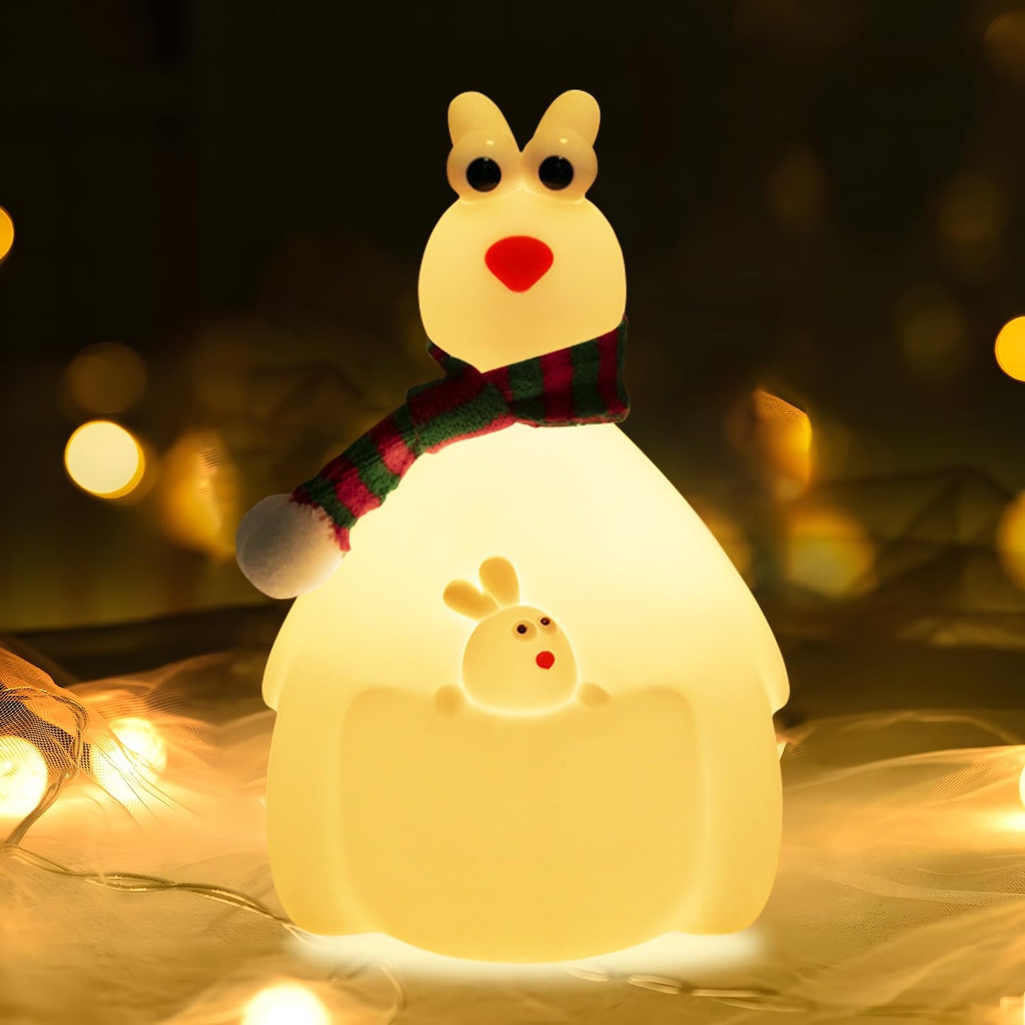 Hpydiy Cute Kangaroo Night Light Christmas Decorations For Kids Room Silicone Night Light ChildrenS Night Lamp Touch Adjustable Rechargeable Classroom Decor And Ideal For Gifts