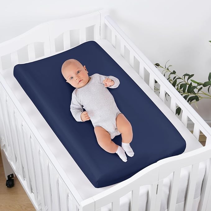 PHF Baby Changing Pad Covers for Boys Girls, 2 Pack Ultra Soft Breathable Microfiber Changing Pad Table Sheets for Most Baby Changing Pads, Light Grey & Navy